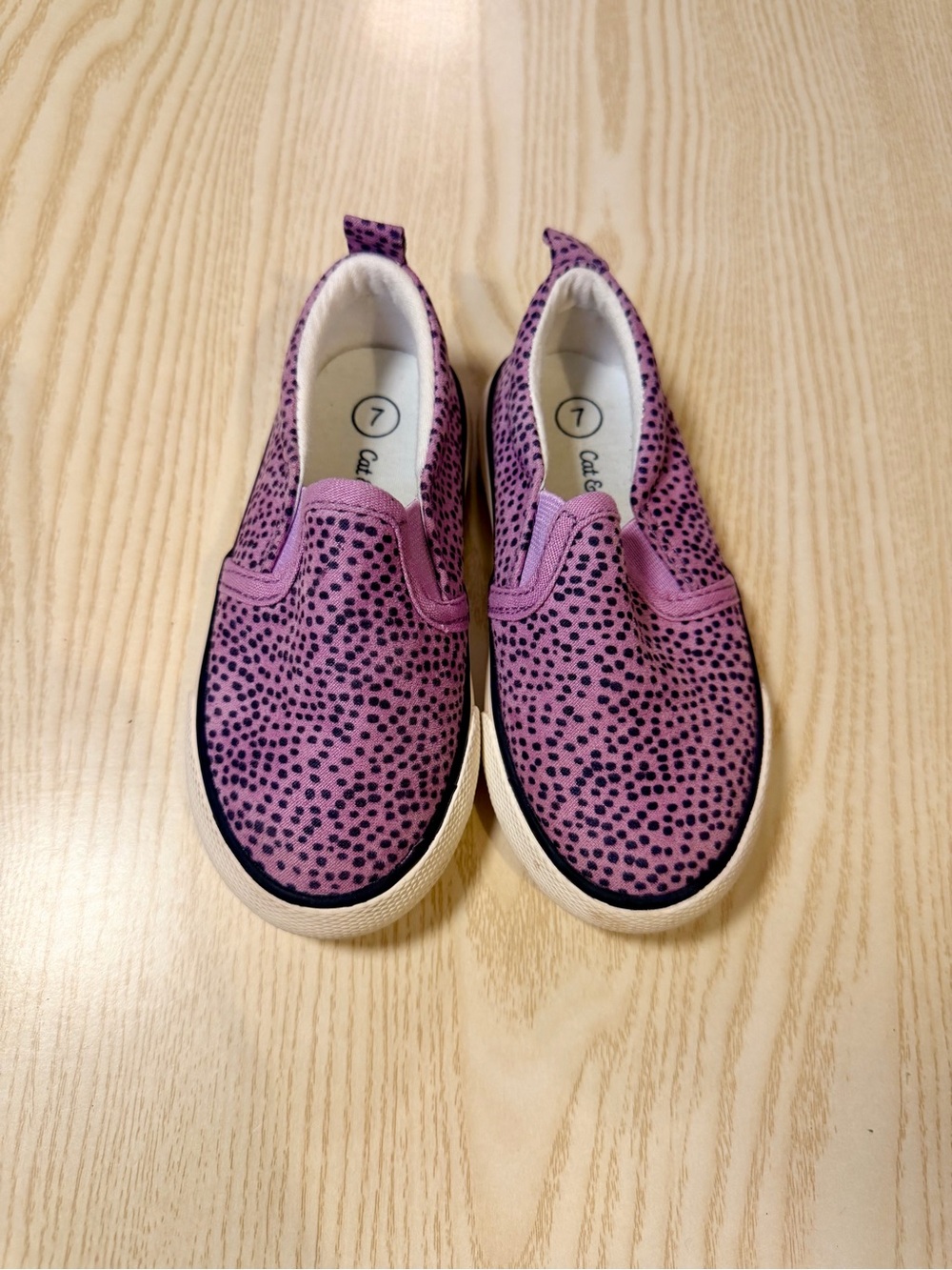 Cat & Jack Purple Slip-On Toddler Sneakers with Black Spot Print Size 7C
